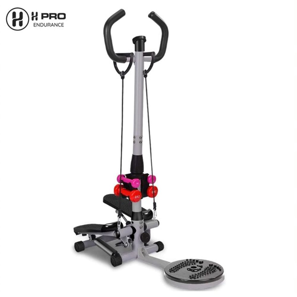 H Pro Twist Fitness Equipment Home Gym Mini Stepper With Twisting Waist Plate Dumbbell Handrail Elastic Rope LCD Display HM000MS-12