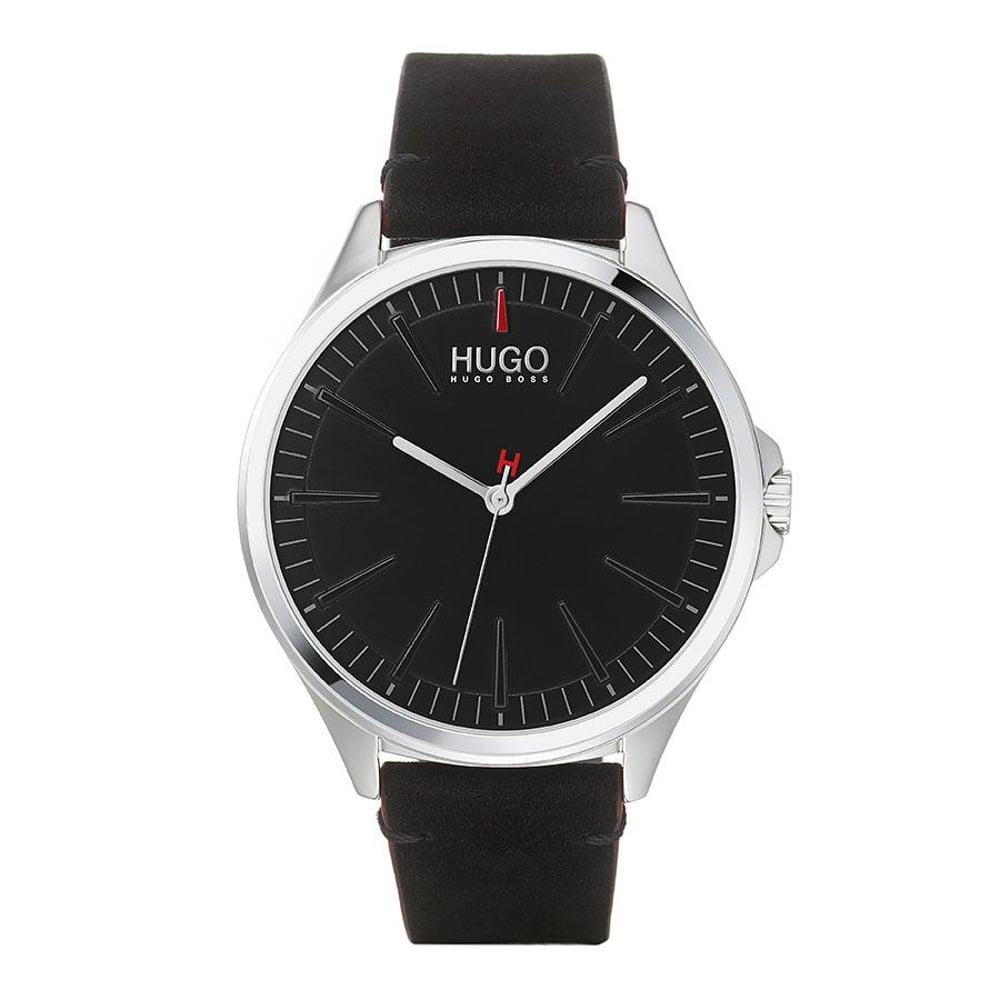Hugo Boss Men's Black Dial Black Leather Watch - 1530133