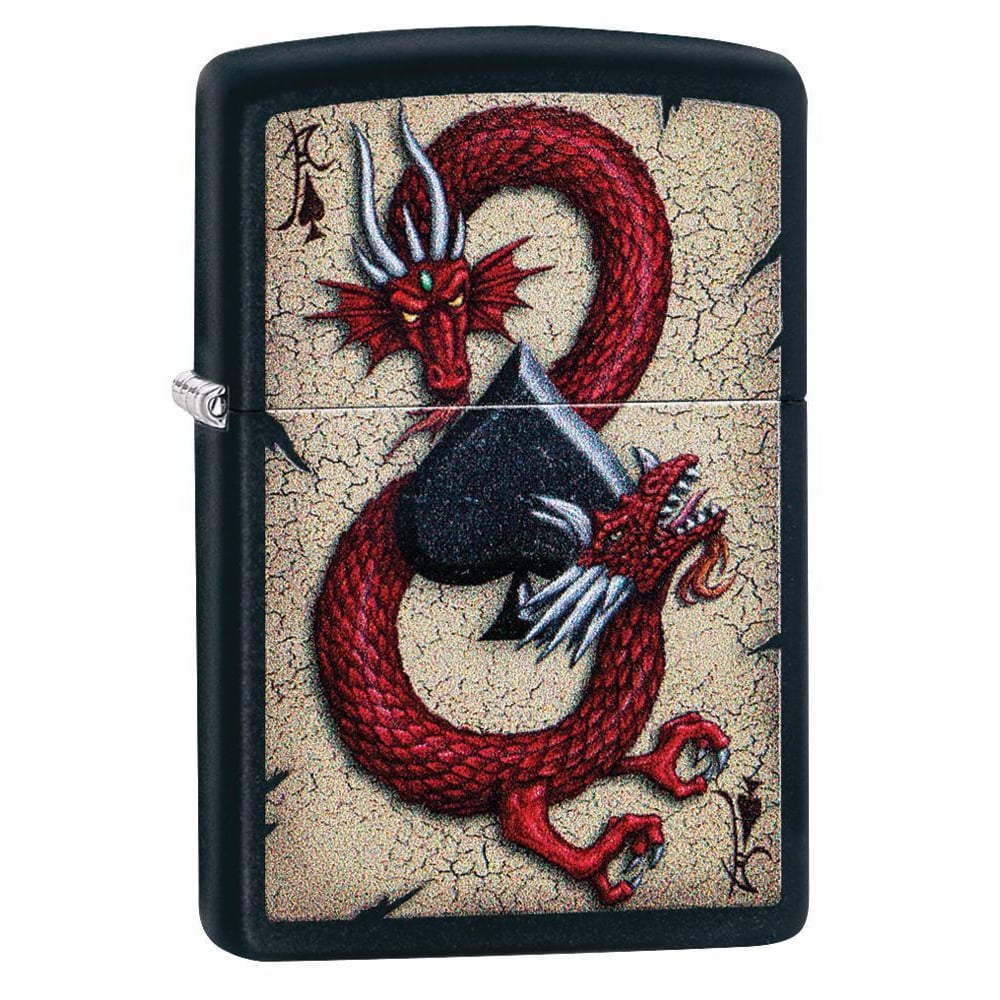 Zippo 29840 218 Dragon Ace Design Black Matte Windproof Lighter Zippo 29840 218 Dragon Ace Design Black Matte Windproof Lighter
