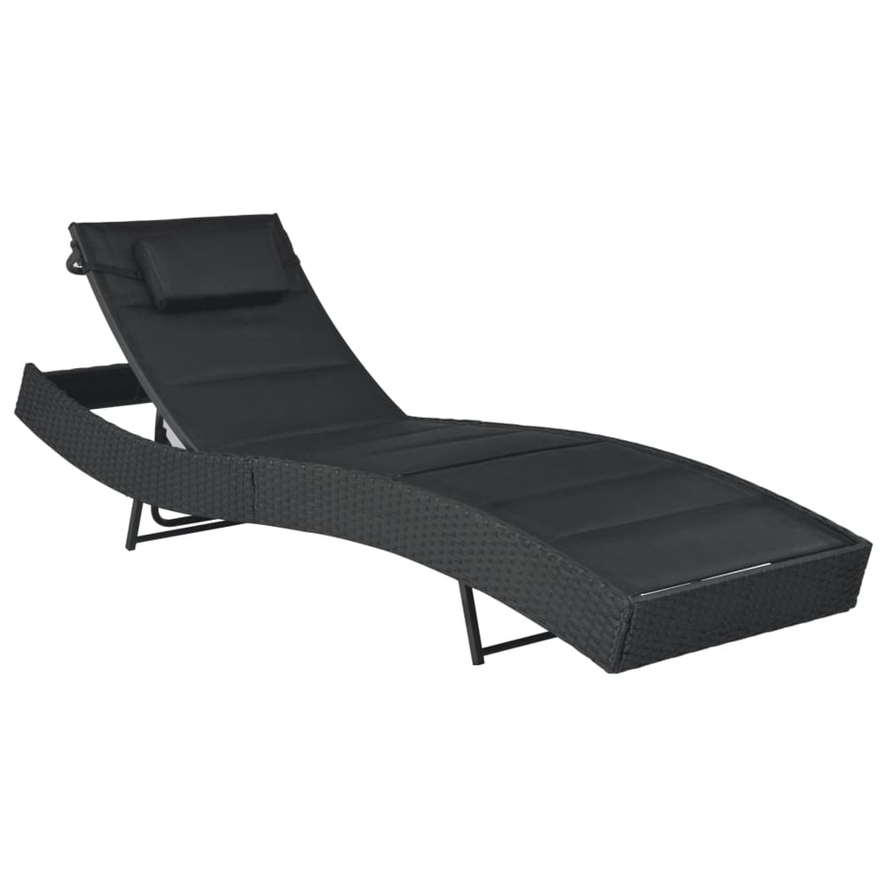 44896 Vidaxl Sun Lounger Poly Rattan And Textilene Black 44896 Vidaxl Sun Lounger Poly Rattan And Textilene Black