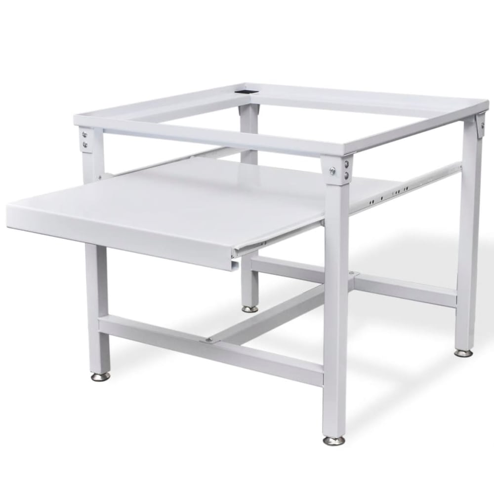 vidaXL Washing Machine Pedestal with Pull-Out Shelf White vidaXL Washing Machine Pedestal with Pull-Out Shelf White