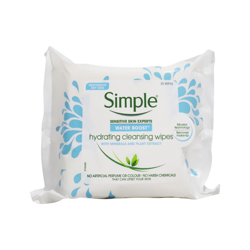 Simple Water Boost Hydrating Cleansing Wipes 25's