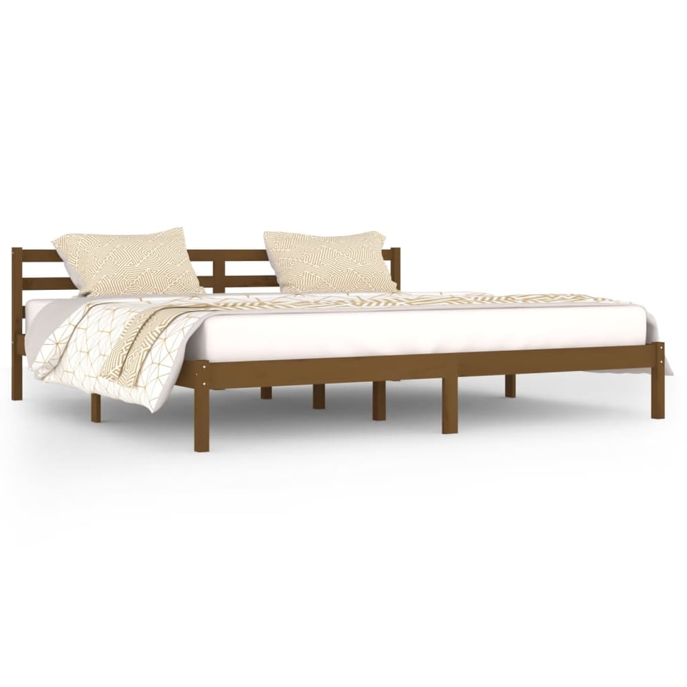 vidaXL Day Bed Solid Wood Pine 200x200 cm Super King Honey Brown