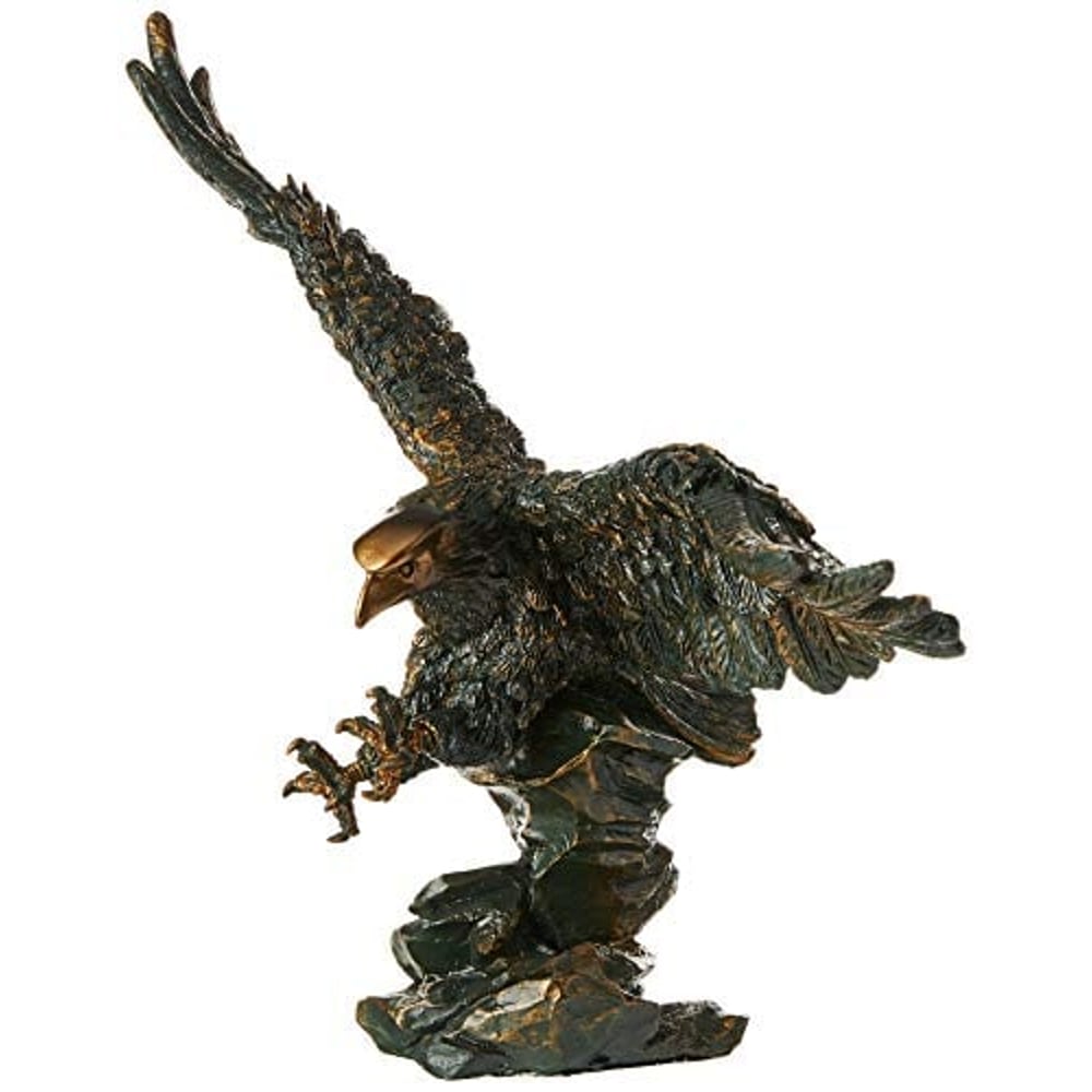 Design Toscano Victory's American Bald Eagle Patriotic Statue, 15 Inch, Polyresin, Bronze Verdigris Finish QL134312