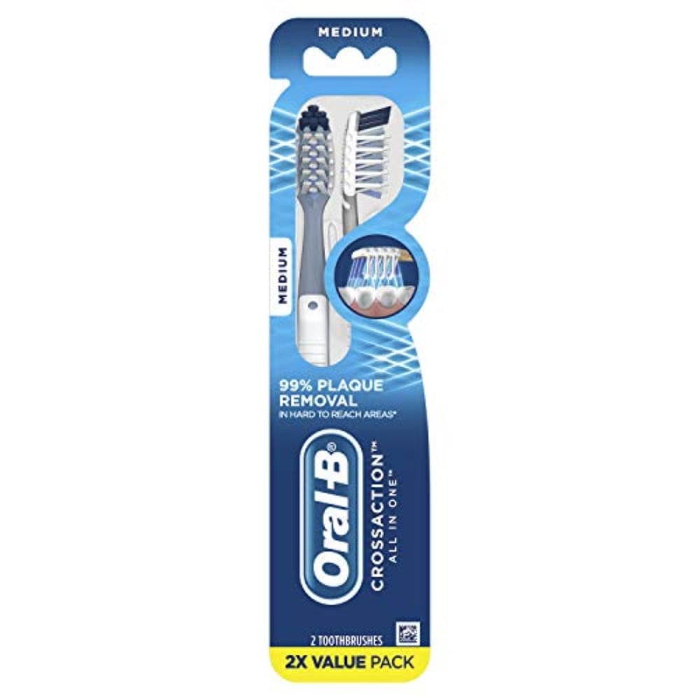 Oral-B CrossAction All In One Manual Toothbrush, Medium, 2 count