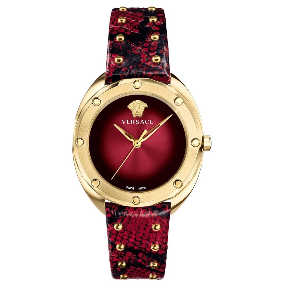 Versace Shadov Red Leather Watch For Women VEBM00918