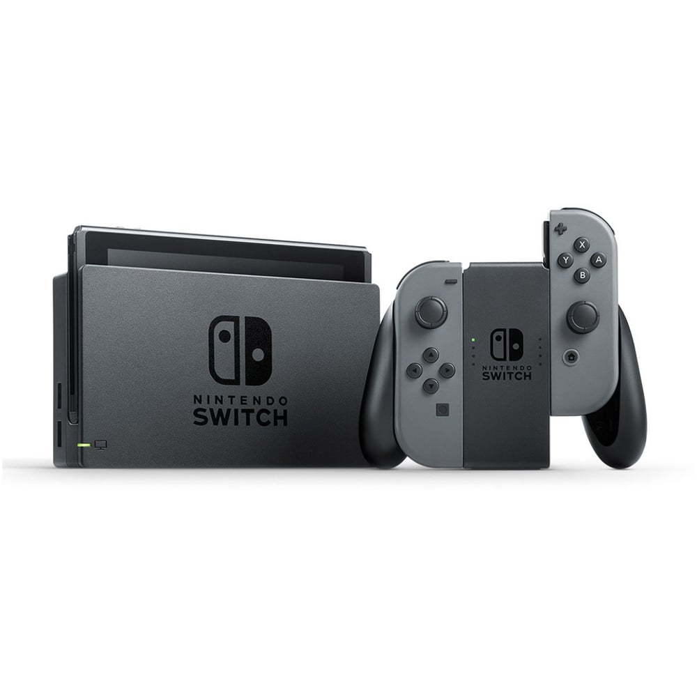 Nintendo Switch Gaming Console 32GB Black With Grey Joy Con + The Legend Of Zelda Breath Of The Wild Game + 2 Assorted Amiibo Characters