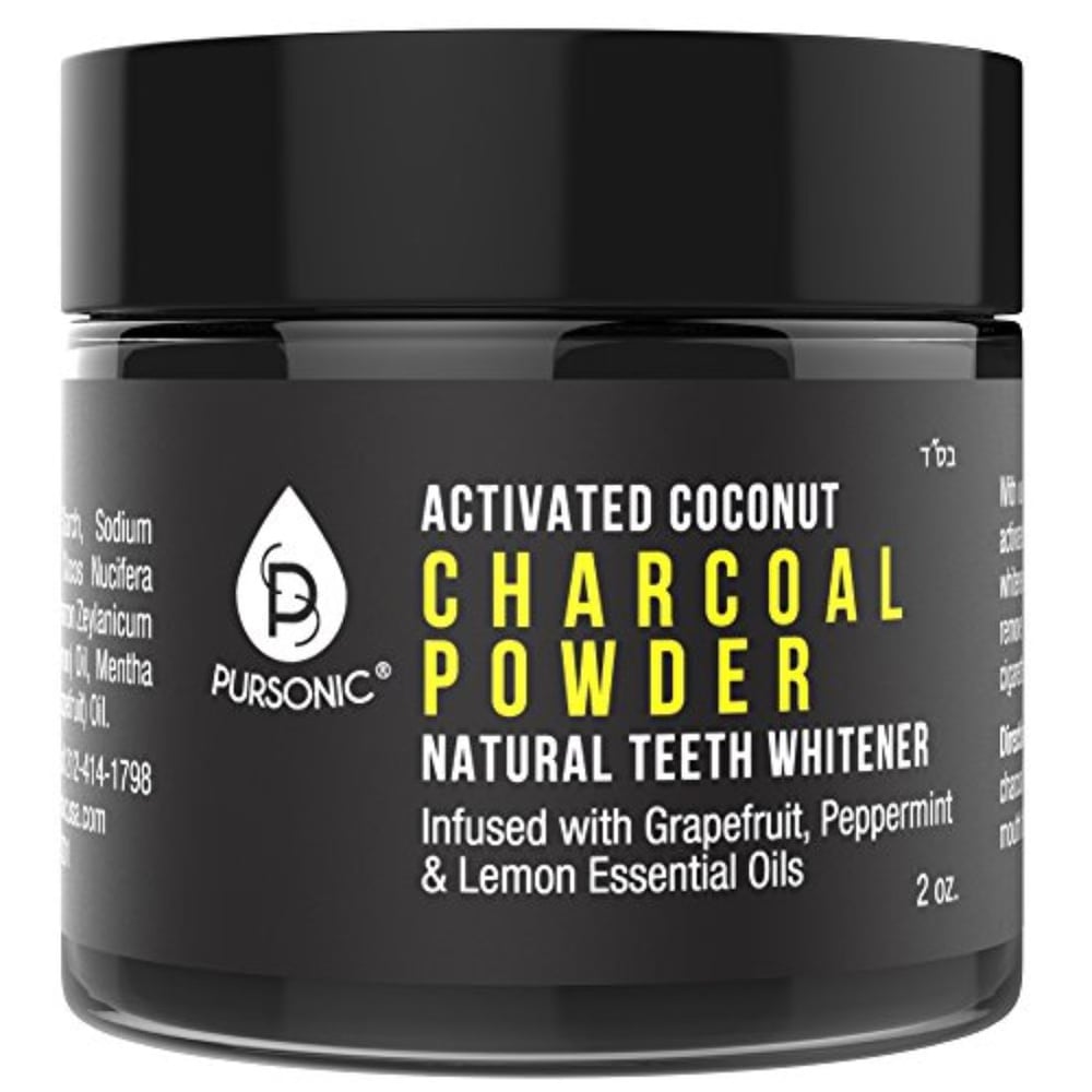 Pursonic Teeth Whitening Charcoal Powder Natural, Infused With Grapefruit,Peppermint & Lemon Essential Oils, 2oz Pursonic Teeth Whitening Charcoal Powder Natural, Infused With Grapefruit,Peppermint & Lemon Essential Oils, 2oz