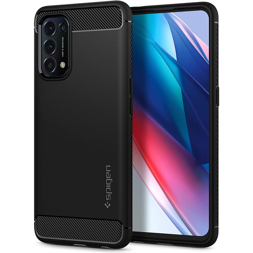 Spigen Rugged Armor Designed For Oppo Find X3 Lite Case And Oppo Reno5 5g Case Cover - Matte Black