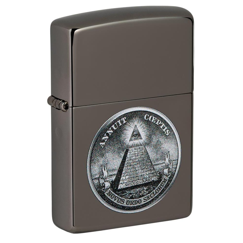 Zippo Classic Lighter Model 49395 American Dollars Great Seal Design | Windproof | Metal Material - Black Ice