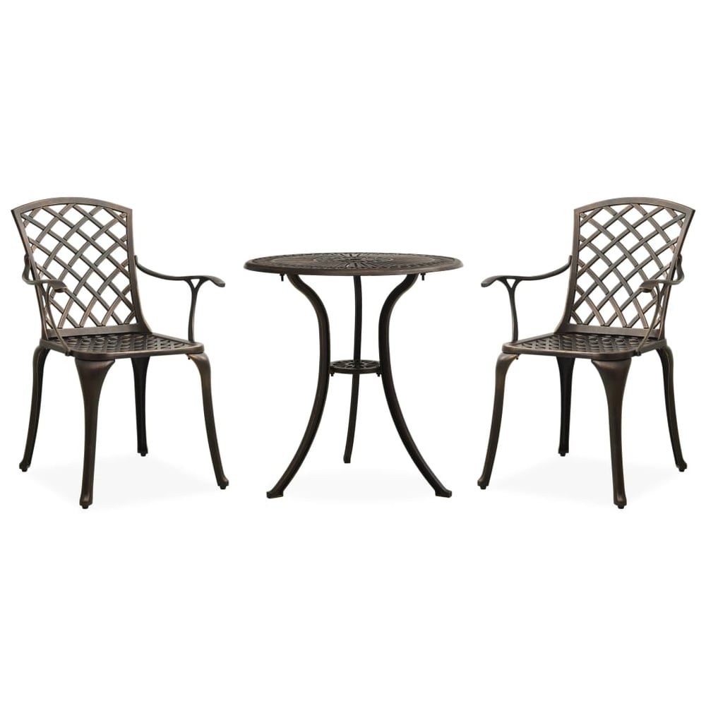 vidaXL 3 Piece Bistro Set Cast Aluminium Bronze