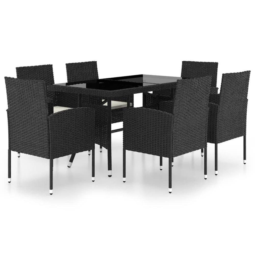vidaXL 7 Piece Garden Dining Set Poly Rattan Black vidaXL 7 Piece Garden Dining Set Poly Rattan Black