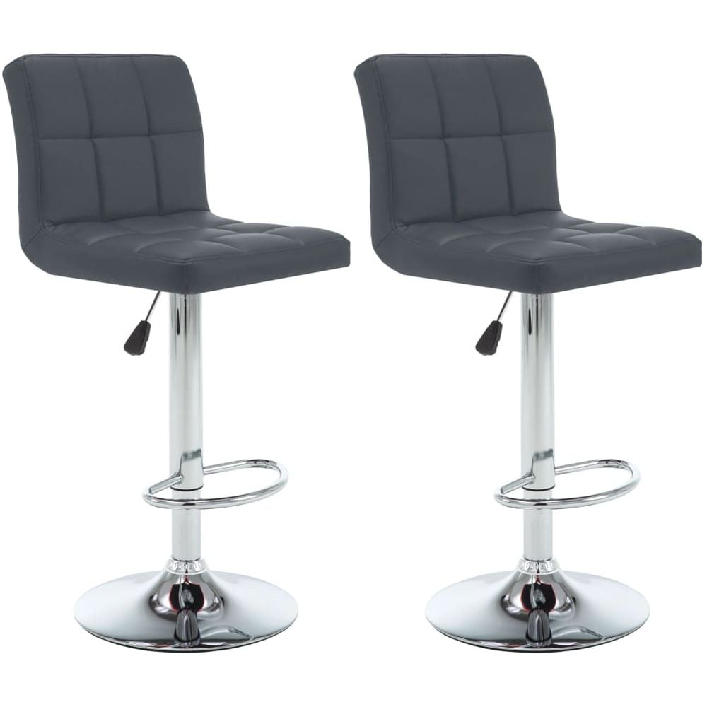 Vidaxl Bar Stools 2 Pcs Grey Faux Leather