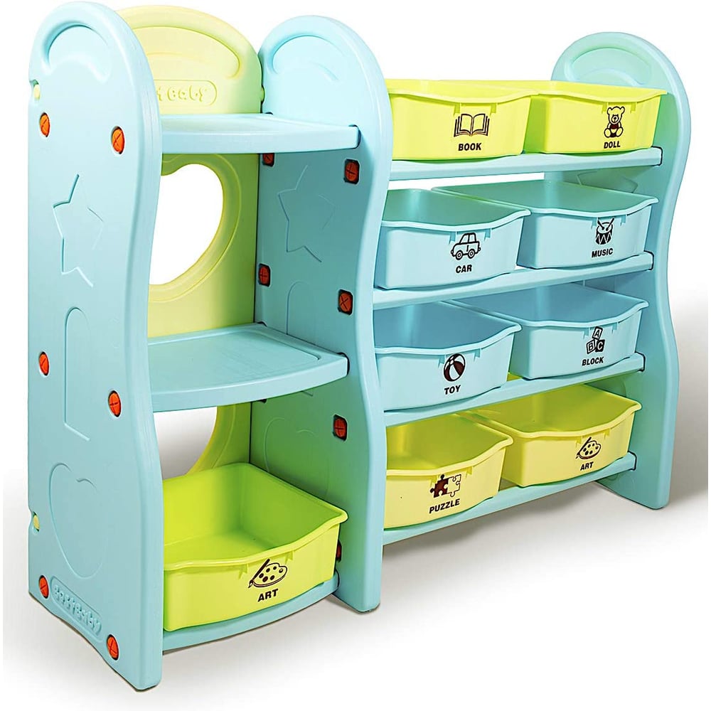 Home Canvas LARGE Children Deluxe Multi-Bin Toy Organizer with Storage Bins, Toys Storage Box for Girls, Kids Toy Box Storage for Boys, Multicolor