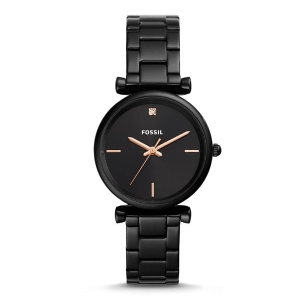 Fossil ES4442 Ladies Watch - Carlie Carbon Series Three-Hand Black Stainless Steel