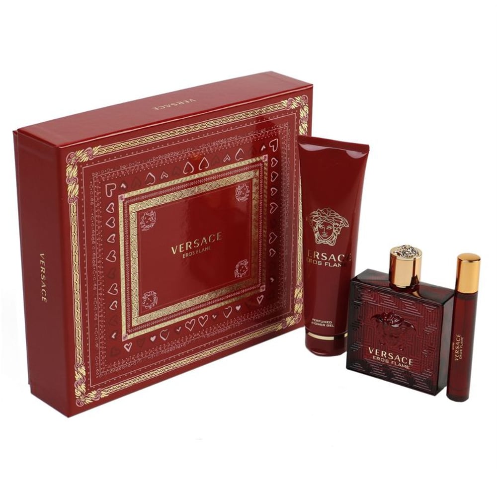 Versace Eros Flame Perfume Gift Set For Men 100ml+150ml+10ml Eau de Parfum