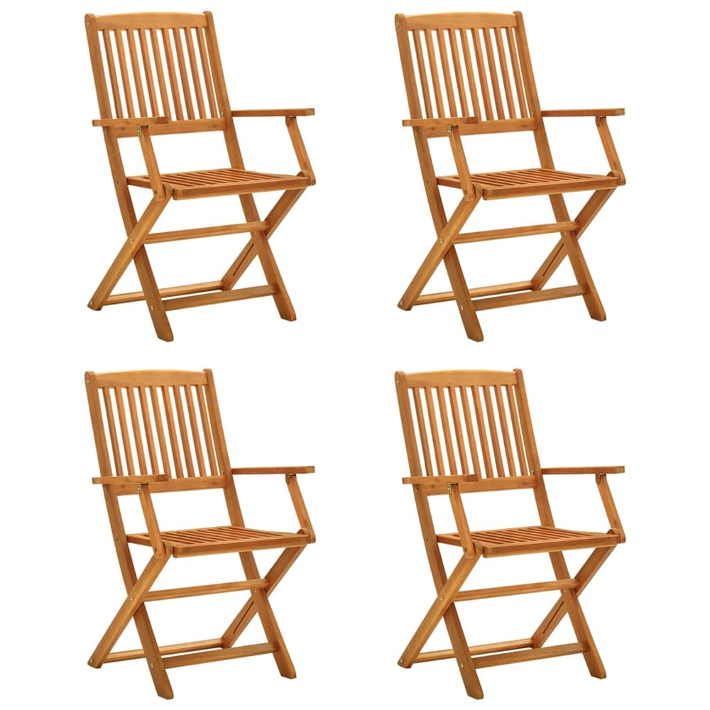 vidaXL Folding Garden Chairs 4 pcs Solid Eucalyptus Wood vidaXL Folding Garden Chairs 4 pcs Solid Eucalyptus Wood
