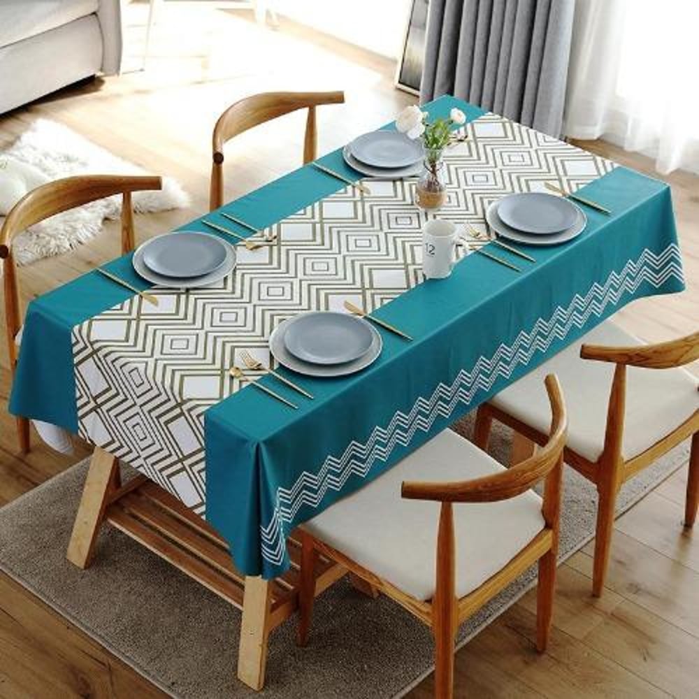 Deals For Less - Pvc Table Cloth (140*180 Cm) Waterproof And Oil-proof Geometric Design Turquoise Color Deals For Less - Pvc Table Cloth (140*180 Cm) Waterproof And Oil-proof Geometric Design Turquoise Color