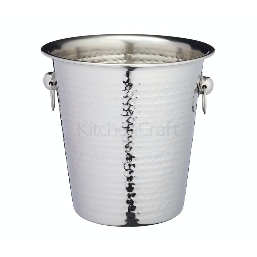 BarCraft Hammered Stainless Steel Champagne Bucket Gift Tagged