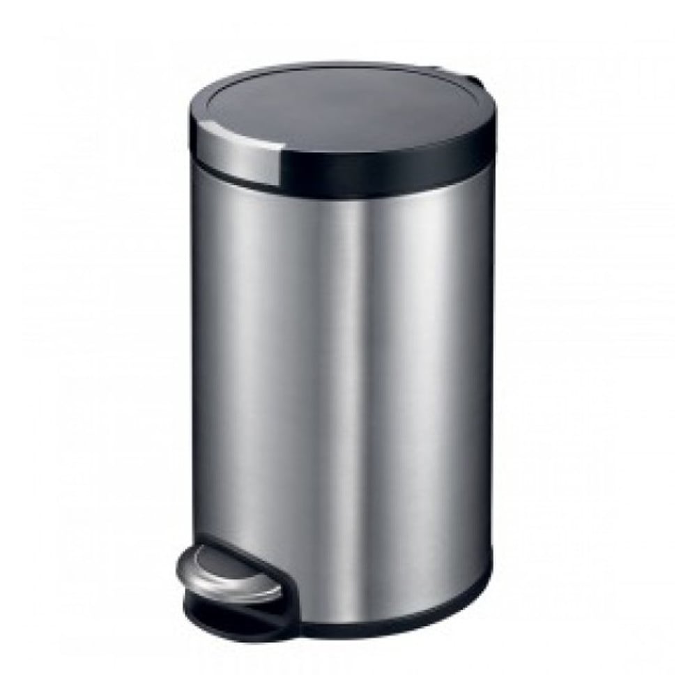 EKO Artistic Stainless Steel Round Step Waste Bin with Soft Close Lid, 12-Litres