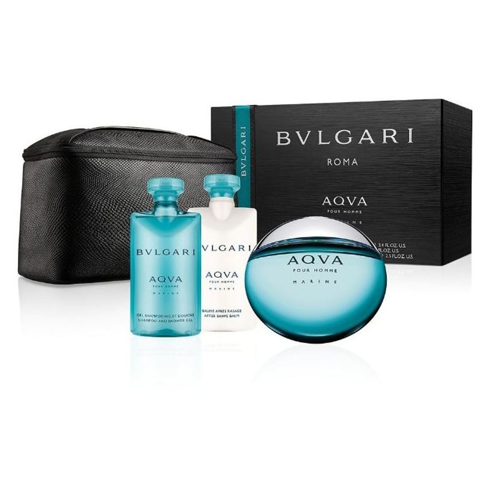 Bvlgari Aqva Marine Pour Homme Gift Set For Men (Bvlgari Aqva Marine Pour Homme 100ml EDT + After Shave Balm 75ml + Shower Gel 75ml)