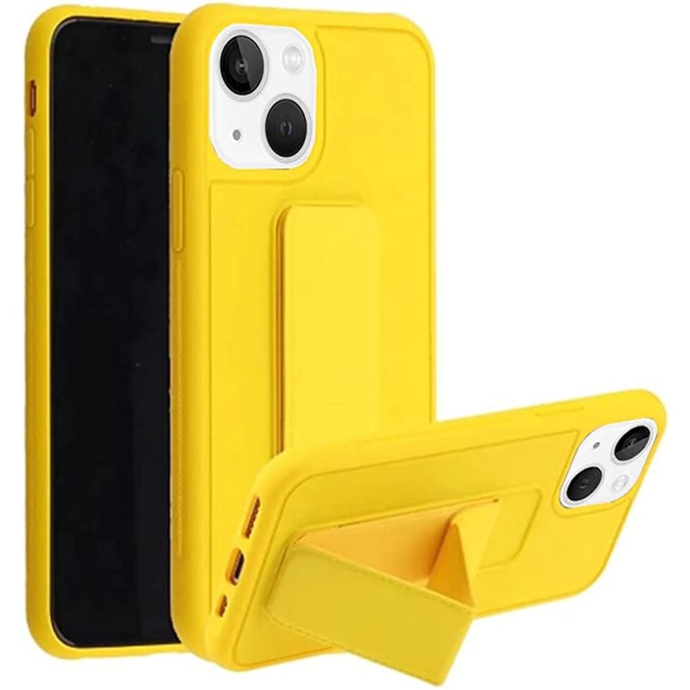 MARGOUN For iPhone Case Cover Finger Grip holder Phone Car Magnetic Multi-function Shockproof Protective Case Two-in-one Phone holder Case (Yellow, iPhone 13)