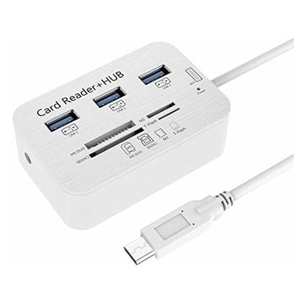 Inet INCR200TPC Card Reader W/3 Port USB Hub White Inet INCR200TPC Card Reader W/3 Port USB Hub White