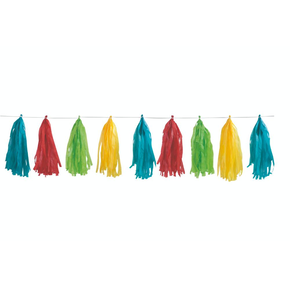Unique- Rainbow Tissue Paper Tassel Garland 9ft Unique- Rainbow Tissue Paper Tassel Garland 9ft