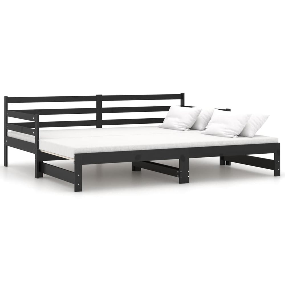 Vidaxl Pull-out Day Bed Black Solid Pinewood 2x