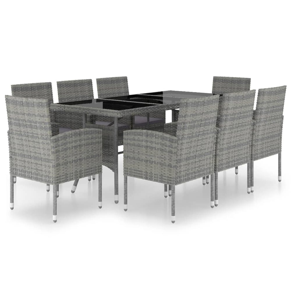 vidaXL 9 Piece Garden Dining Set Poly Rattan Anthracite & Grey vidaXL 9 Piece Garden Dining Set Poly Rattan Anthracite & Grey