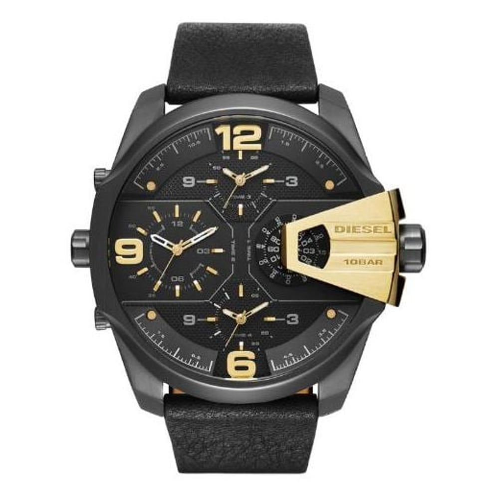 Diesel DZ7377 Uber Chief LEATHER Black/Gold Men's Watch