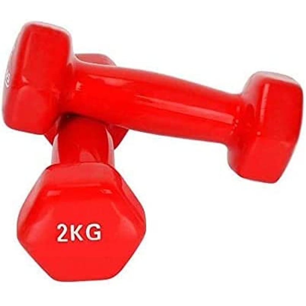 ULTIMAX 2Pcs Fitness Vinyl Dumbbell Hand Weights All-Purpose Color Coded Dumbbell for Strength Training Yoga Dumbbell RED (2 kg) ULTIMAX 2Pcs Fitness Vinyl Dumbbell Hand Weights All-Purpose Color Coded Dumbbell for Strength Training Yoga Dumbbell RED (2 kg)