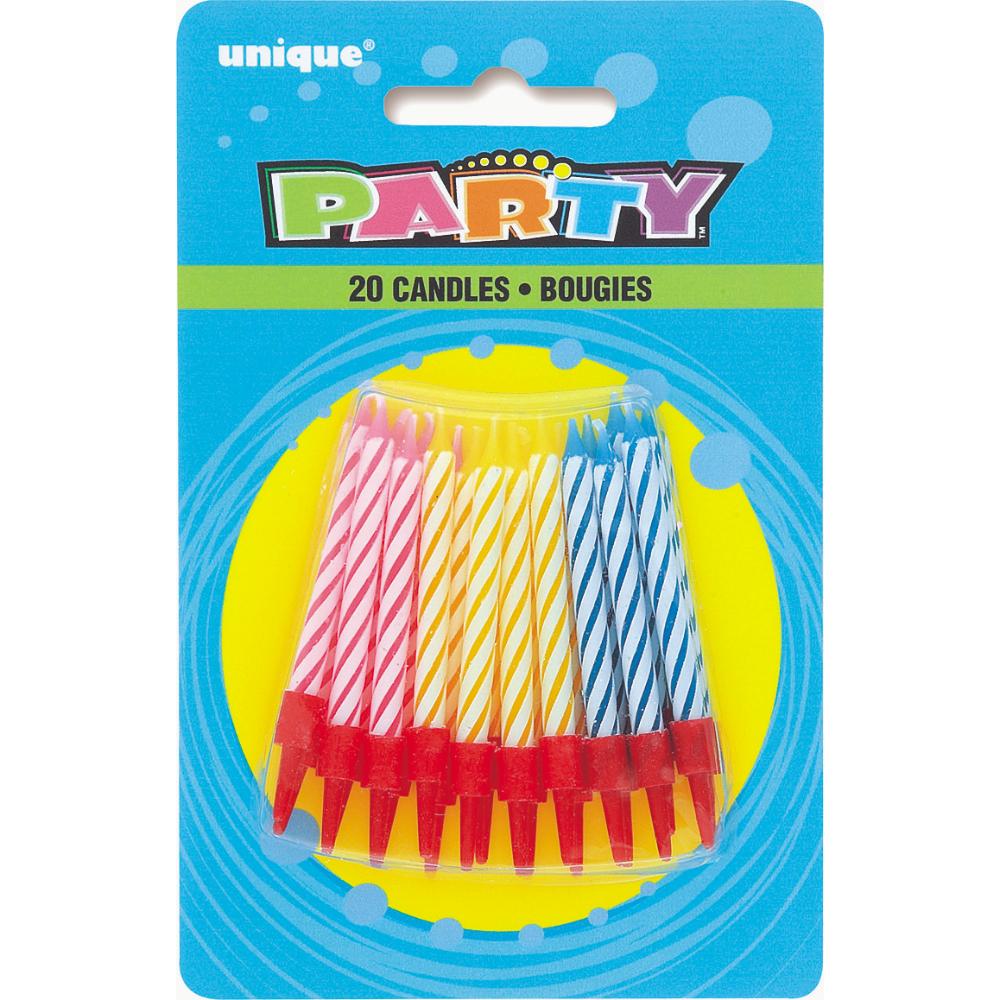 Unique- Birthday Multi Spiral Candles In Holders 20pcs