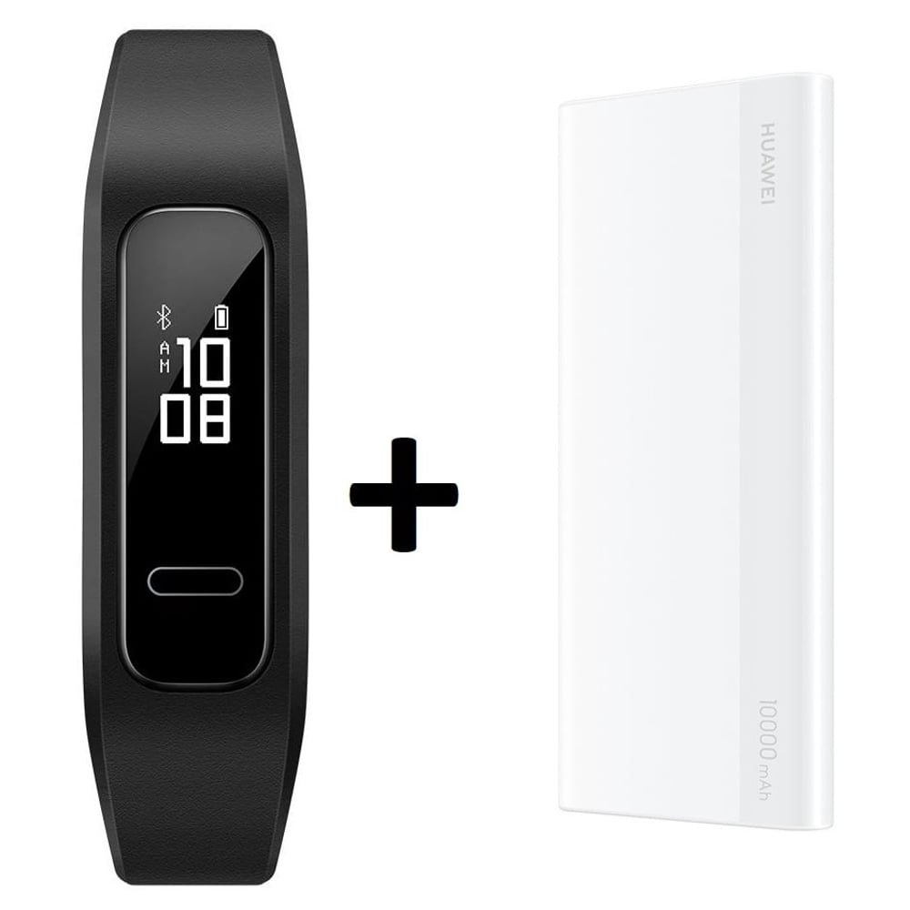 Huawei AW70 Band 3e Fitness Tracker Black + CP11QM Power Bank 10000mAh White