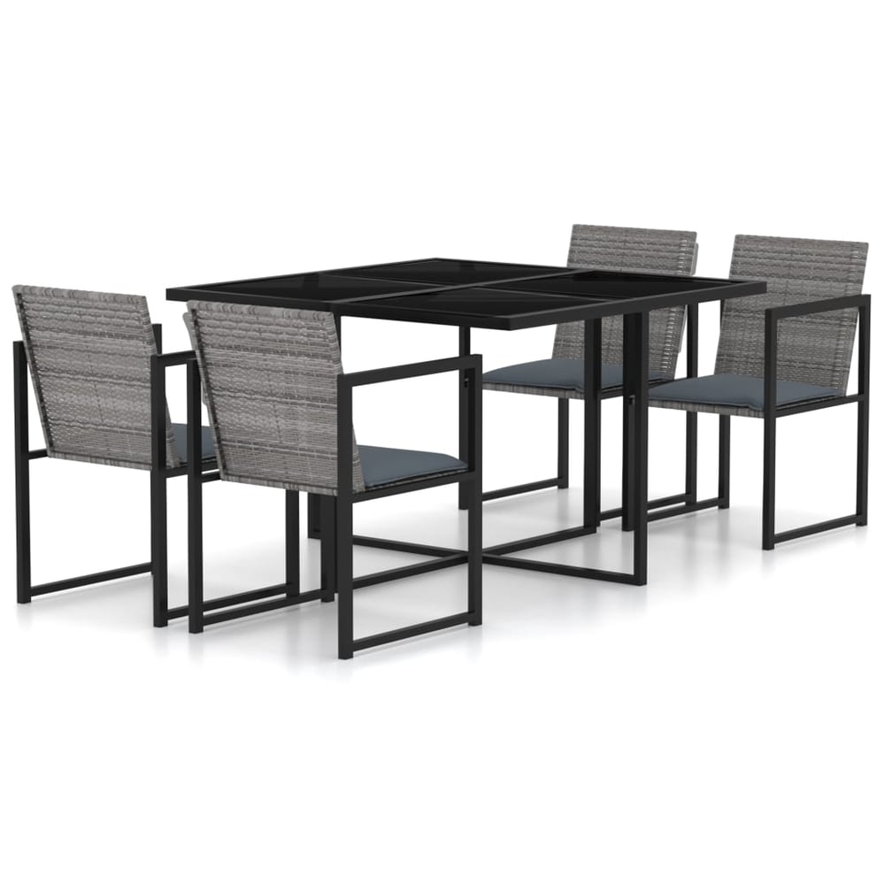 Vidaxl 5 Piece Outdoor Dining Set With Cushions Poly Rattan Grey