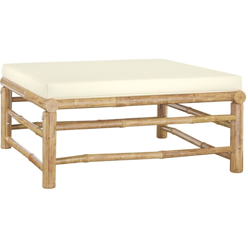 Vidaxl Garden Footrest With Cream White Cushion Bamboo