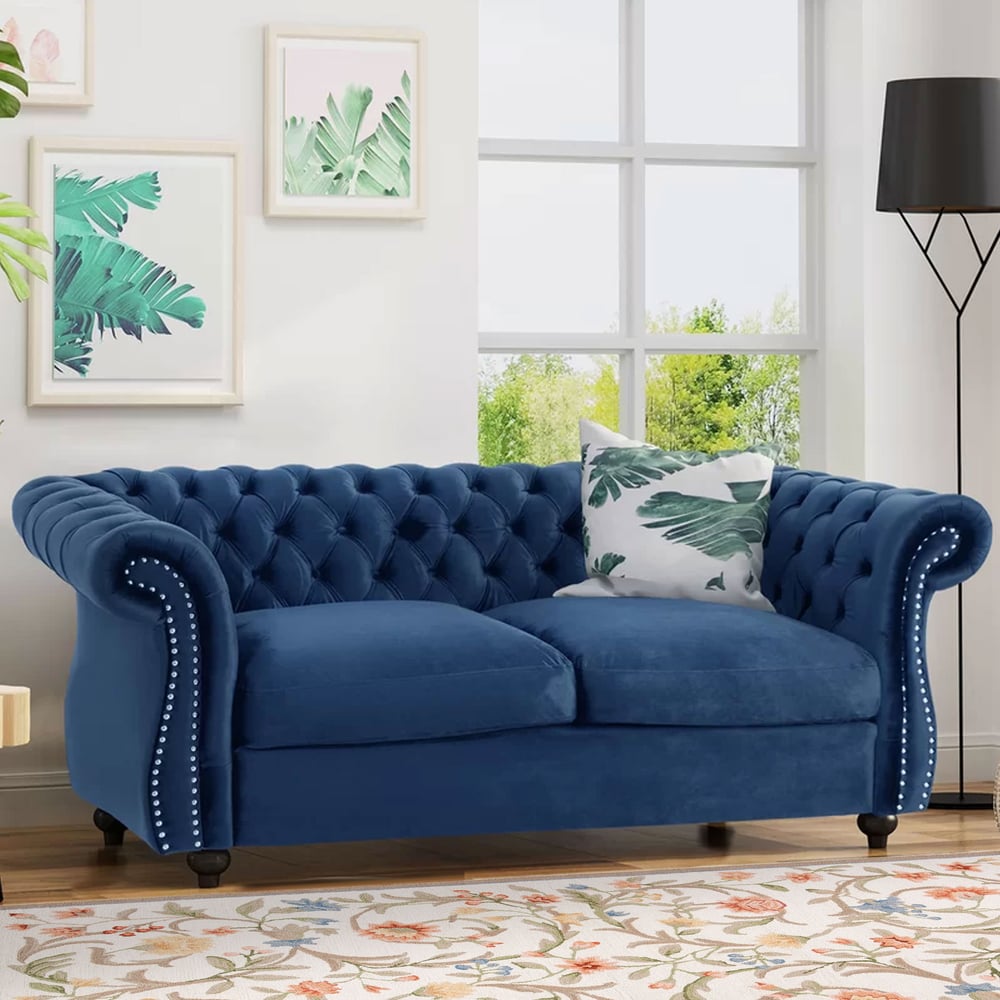 Asghar Furniture - Harley Flared Arm Loveseat - Blue Asghar Furniture - Harley Flared Arm Loveseat - Blue