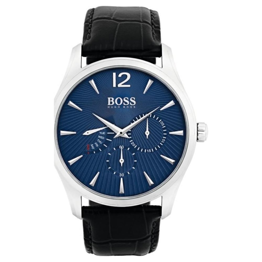 Hugo Boss Commander Watch For Men with Black Leather Strap