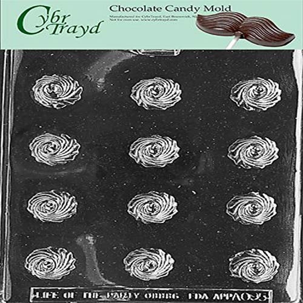 Cybrtrayd Life Of The Party Ao095 Swirl Bon-Bon Chocolate Candy Mold In Sealed Protective Poly Bag Imprinted With Copyrighted Cybrtrayd Molding Instructions