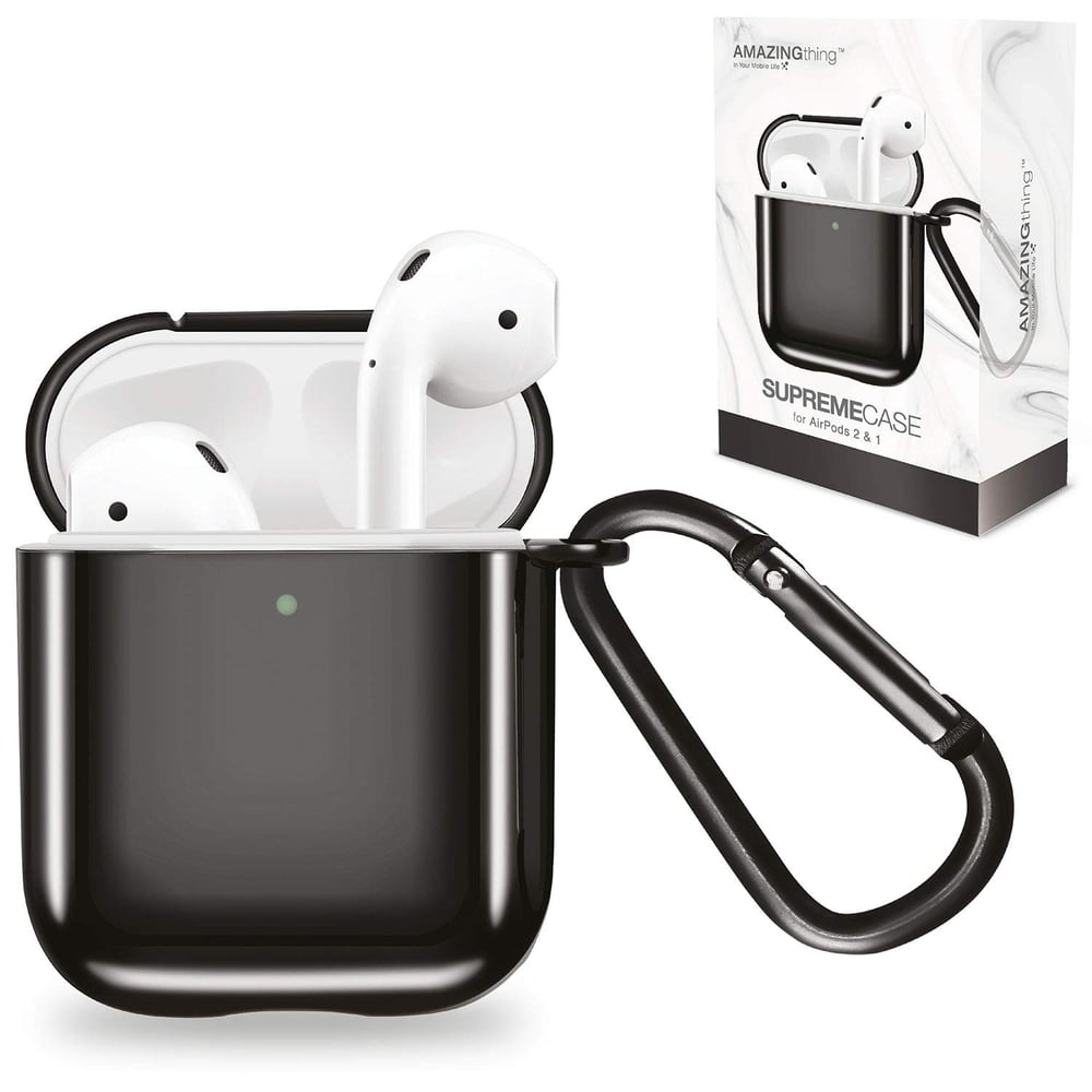 Amazing Thing Apple Airpods Case/cover Supreme Case Solid Electroplated Case Designed For Airpods 2nd Gen / 1st Gen With Carabiner - Black Amazing Thing Apple Airpods Case/cover Supreme Case Solid Electroplated Case Designed For Airpods 2nd Gen / 1st Gen With Carabiner - Black