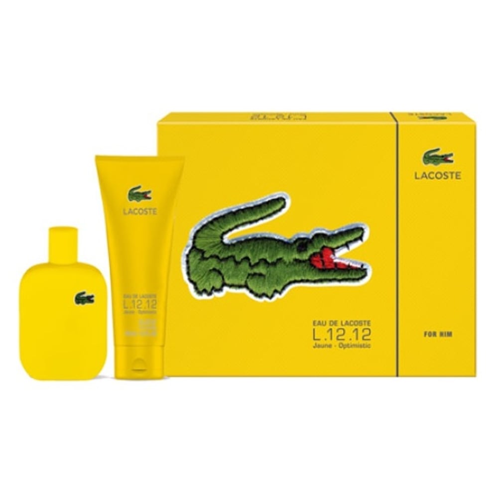 Lacoste L.12.12 Jaune Optimistic Perfume Gift Set For Men (Lacoste L.12.12 Jaune Optimistic Perfume 100 ml EDT + Shower Gel 150ml)