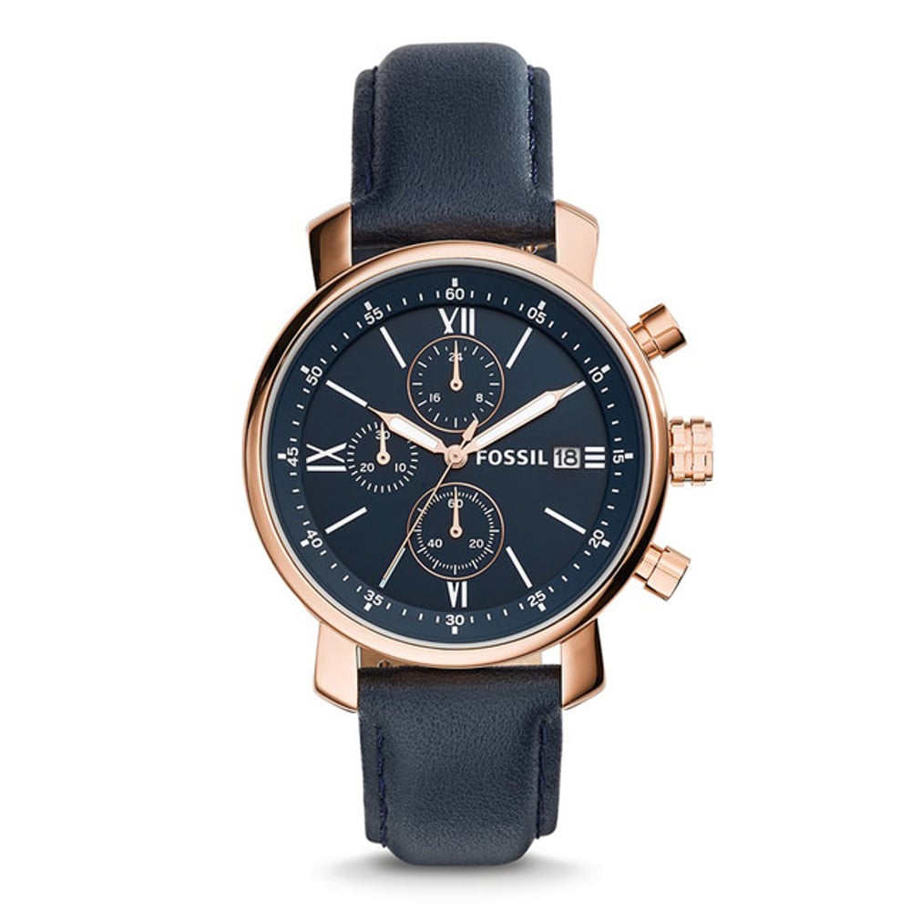 Fossil Rhett Chronograph Navy Leather Watch Bq1704 Fossil Rhett Chronograph Navy Leather Watch Bq1704