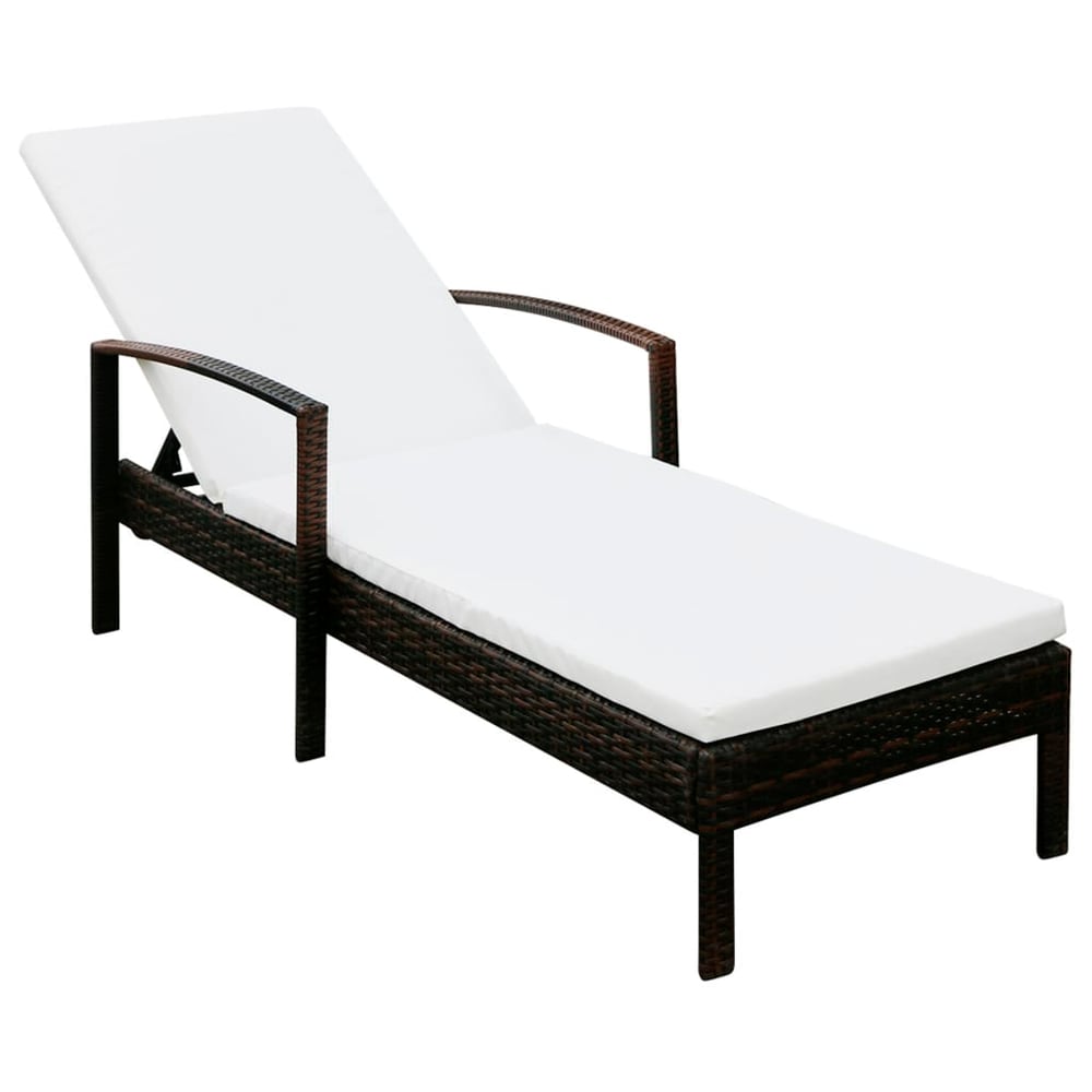 Vidaxl Sun Lounger With Cushion Poly Rattan Brown Vidaxl Sun Lounger With Cushion Poly Rattan Brown