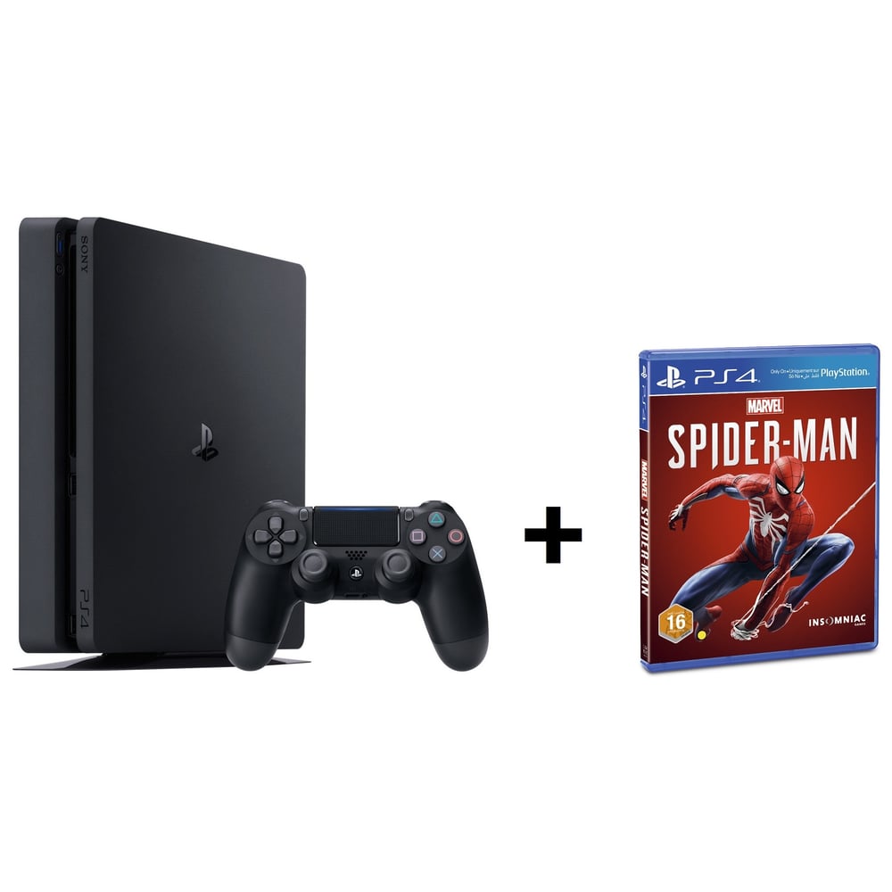 Sony PS4 Slim Gaming Console 1TB Black + Spider Man Game