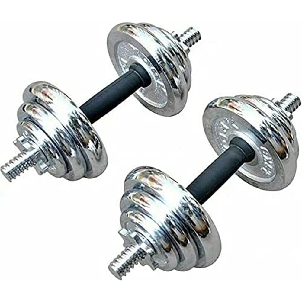 ULTIMAX 20 kg Chrome Dumbbell Set Adjustable Dumbbells set Cast Iron Adjustable Dumbbell Set - Hand Weight Lifting CHROME + Box