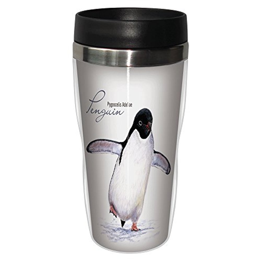 Adelie Penguin Travel Mug, Stainless Lined Coffee Tumbler, 16-Ounce - Jeremy Paul - Gift For Penguin And Animal Lovers - Tree-Free Greetings