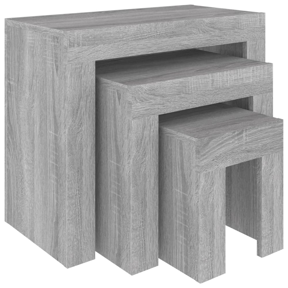 vidaXL Nesting Coffee Tables 3 pcs Grey Sonoma Engineered Wood vidaXL Nesting Coffee Tables 3 pcs Grey Sonoma Engineered Wood