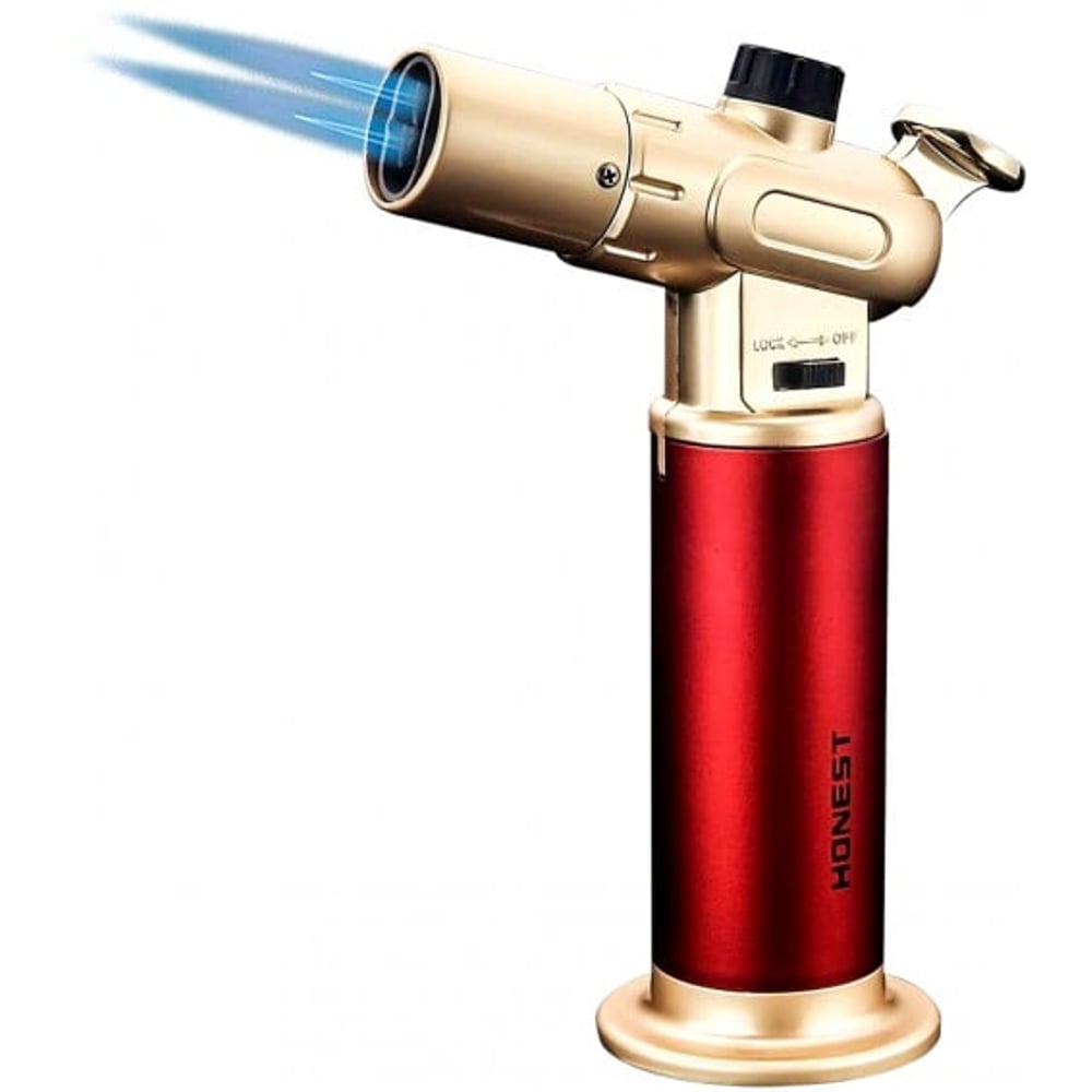 Al Saqer-windproof Gas Lighter-torch Lighter Butane Torch Adjustable Double Flame Honest Cigar Lighter(red) Al Saqer-windproof Gas Lighter-torch Lighter Butane Torch Adjustable Double Flame Honest Cigar Lighter(red)