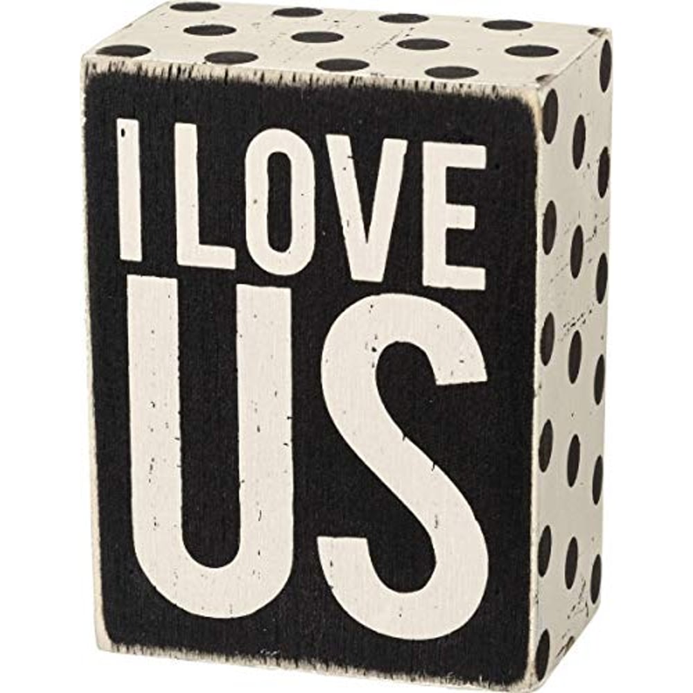 I Love Us Printed Polka Dot Trimmed Box Sign Yellow/Black/Beige 3x4inch 21460 I Love Us Printed Polka Dot Trimmed Box Sign Yellow/Black/Beige 3x4inch 21460