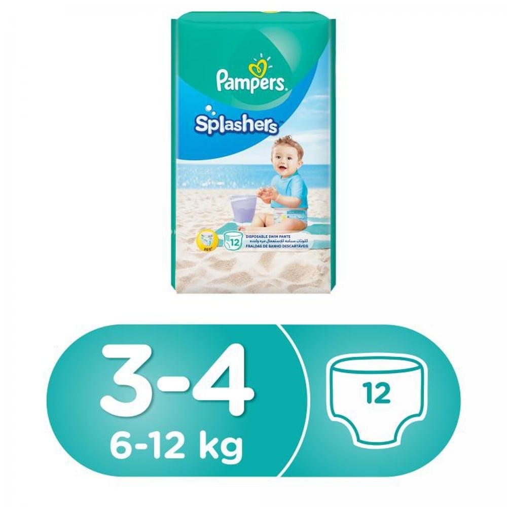 Pampers Splashers Swimming Pants, Size 3-4, 6-12 kg, Carry Pack, 12 Count Pampers Splashers Swimming Pants, Size 3-4, 6-12 kg, Carry Pack, 12 Count